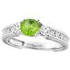 Image 1 : 1.30 CTW Peridot & Diamond Ring 14K White Gold - REF-85F3N