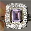 .89ct Square Cut Violet Amethyst Ring White Gold Vermeil Size 7 RETAIL $750 (JEW-1168)