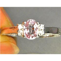.82ct Oval Cut Light Pink Spinel White Gold Vermeil Ring Size 6.5 RETAIL $750 (JEW-1174)