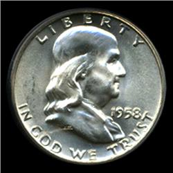 1958D Franklin Half Dollar Uncirculated GEM Graded FBL (COI-4074)