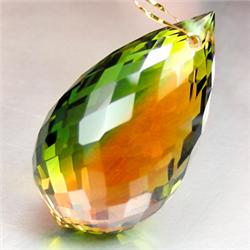 16.80ct RARE Excellent Briolette Bi Color Citrine FLAWLESS RARE $1200 (GEM-8064A)