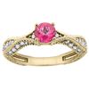 Image 1 : 0.81 CTW Pink Topaz & Diamond Ring 14K Yellow Gold - REF-67H8M