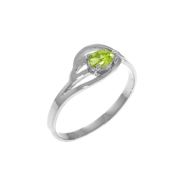 Genuine 0.30 CTW Peridot Ring 14KT White Gold - REF-30F5Z