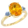 2.64 CTW Citrine & Blue Sapphire Ring 10K Yellow Gold - REF-24Y5V