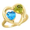 Image 1 : 2.61 CTW Diamond, Swiss Blue Topaz & Lemon Quartz Ring 14K Yellow Gold - REF-33H5M