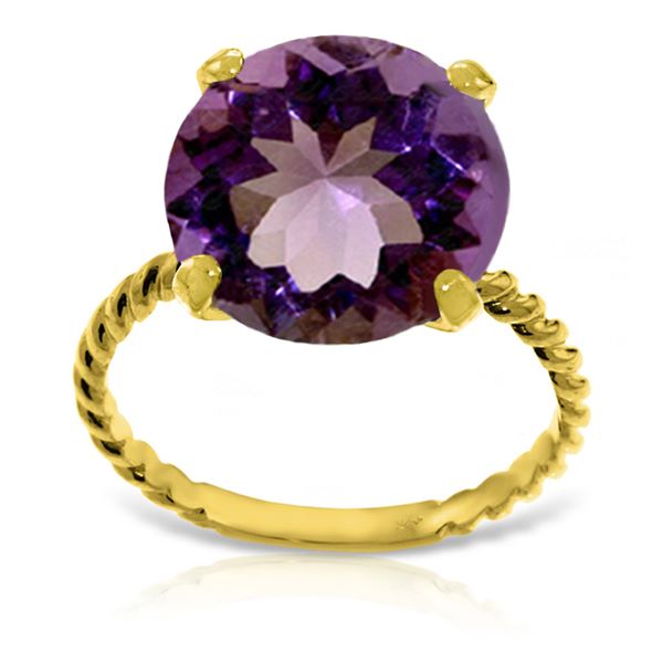 Genuine 5.5 ctw Amethyst Ring 14KT Yellow Gold - REF-37Y2F
