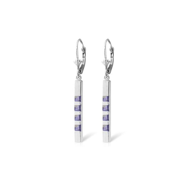 Genuine 0.70 ctw Tanzanite Earrings 14KT White Gold - REF-59P5H