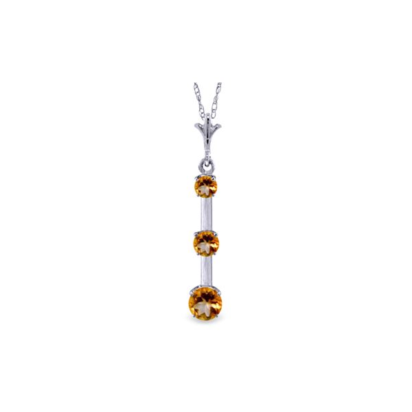 Genuine 1.25 ctw Citrine Necklace 14KT White Gold - REF-29Y3F