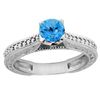 Image 1 : 0.71 CTW Swiss Blue Topaz & Diamond Ring 14K White Gold - REF-53X2M