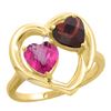 Image 1 : 2.61 CTW Diamond, Pink Topaz & Garnet Ring 10K Yellow Gold - REF-23M7A