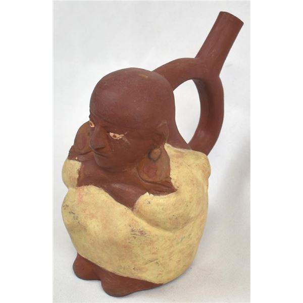 Moche' Culture Figural Pottery Stirrup Pot Replica