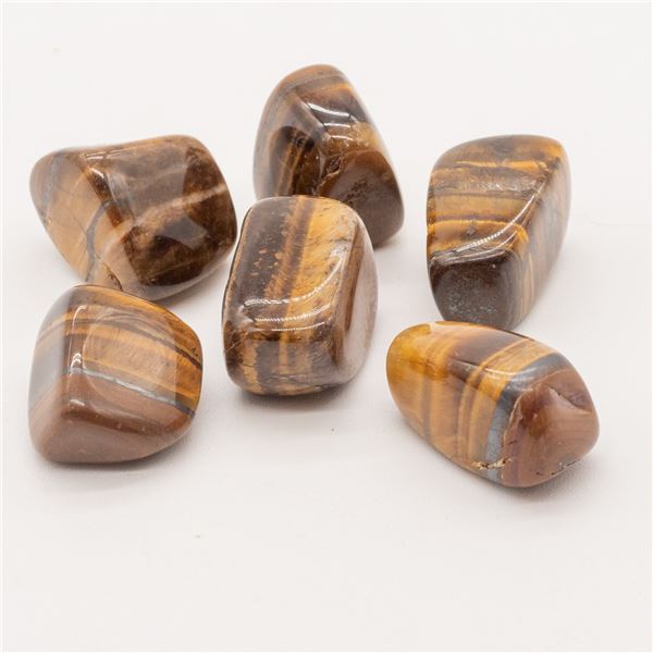 6 Polished Tiger's Eye Stones