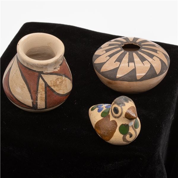 3 Pieces of Mexican Pottery Miniatures