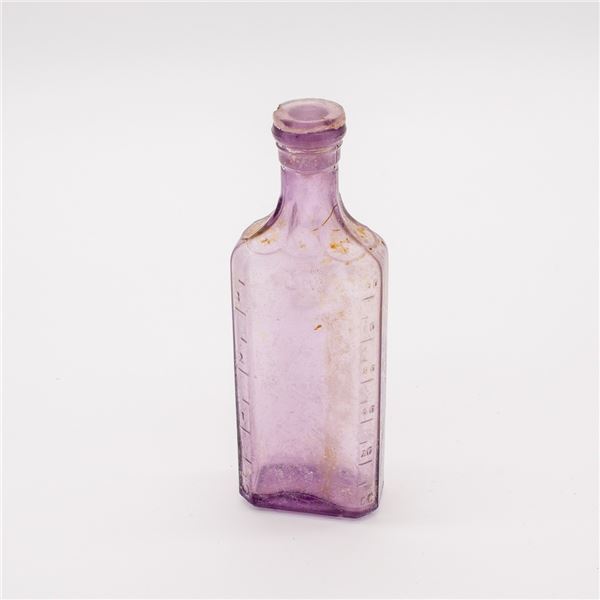 Antique Sun Purple Glass Medicine Bottle, Stopper