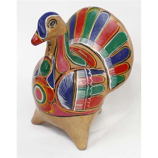 1989 Mexican Hand Painted Pottery Turkey Bank