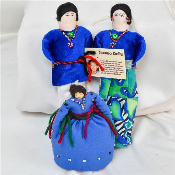 3 Navajo Traditional Cloth Dolls