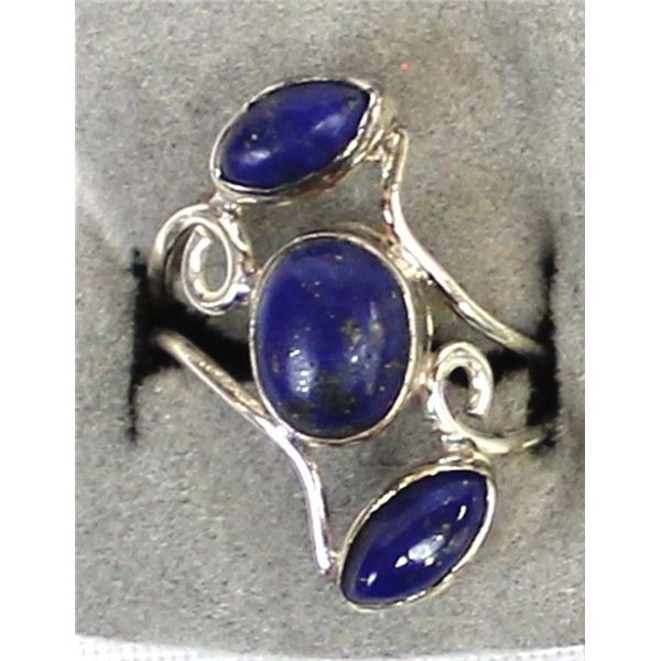 Sterling Silver & Lapis Ring, Size 8.5