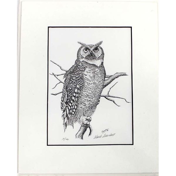 Signed and Numbered Owl Print by Claude Randall