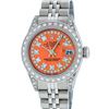 Image 2 : Rolex Ladies Stainless Steel 26MM Orange String Diamond Lugs Datejust Wristwatch