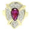 Image 1 : Vintage 18k White and Yellow Gold 2.98 ctw Ruby and Diamond Cocktail Ring