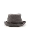 Image 1 : Hermes Fedora Hat Houndstooth Wool with Leather Brown