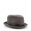 Image 2 : Hermes Fedora Hat Houndstooth Wool with Leather Brown