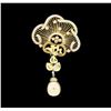 Image 1 : 2.65 ctw Diamond and Pearl Pendant-Pin - 18KT Yellow Gold