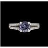 Image 2 : 1.48 ctw Tanzanite and Diamond Ring - 14KT White Gold