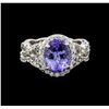 Image 2 : 14KT White Gold 2.37 ctw Tanzanite and Diamond Ring and Guard