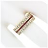 Image 3 : Vintage 18k Gold Channel Round Ruby Princess Cut Diamond Wide Eternity Band Ring