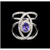 Image 2 : 0.99 ctw Tanzanite and Diamond Ring - 14KT White Gold