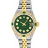 Image 3 : Rolex Ladies 2 Tone Green Diamond & Emerald Datejust Wristwatch
