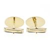 Image 3 : Vintage 14k Gold 0.04 ctw Round Single Cut Diamond Etched Polished Oval Cufflink