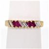 Image 1 : Vintage 18k Yellow Gold 0.75 ctw Baguette Diamond and Ruby Band Ring