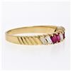 Image 2 : Vintage 18k Yellow Gold 0.75 ctw Baguette Diamond and Ruby Band Ring