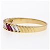 Image 3 : Vintage 18k Yellow Gold 0.75 ctw Baguette Diamond and Ruby Band Ring