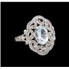 Image 1 : 1.92 ctw Aquamarine and Diamond Ring - 14KT White Gold