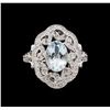 Image 2 : 1.92 ctw Aquamarine and Diamond Ring - 14KT White Gold