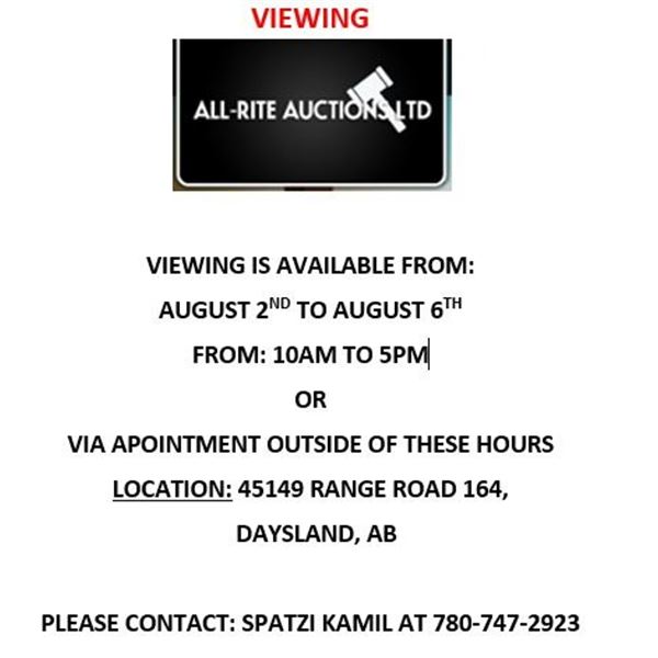 VIEWING AND PICK UP DATES AND TIMES