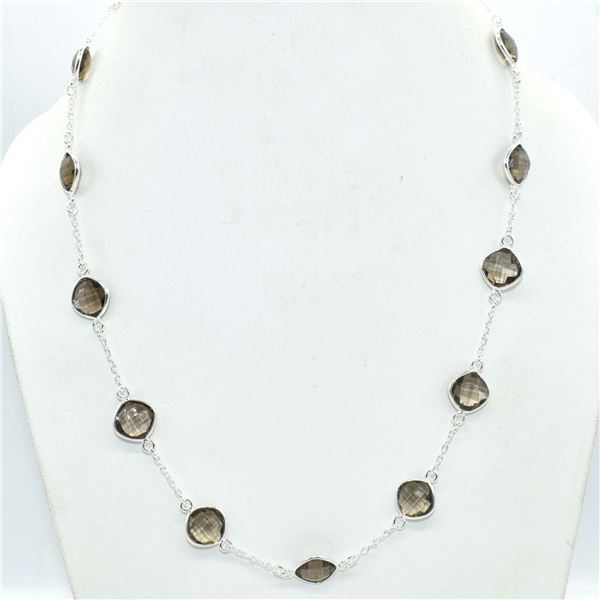 $200 Silver SMOKEY QUARTZ(20.7ct) Necklace