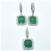 Image 2 : $1200 Silver GREEN ONYX Cz(36.5ct) Earring, Ring, Pendant SET