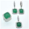 Image 6 : $1200 Silver GREEN ONYX Cz(36.5ct) Earring, Ring, Pendant SET