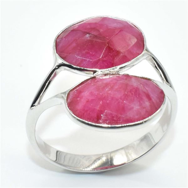 $200 Silver DYED RUBY (11.7ct) Ring