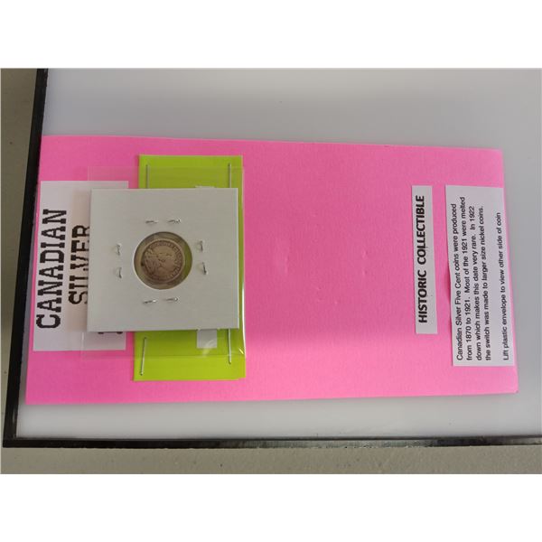 CANADIAN 'SILVER' .05 ¢ (1917); CANADIAN 'SILVER' .05 ¢ (1918); CANADIAN 'SILVER' .05 ¢ (1918 & 1919