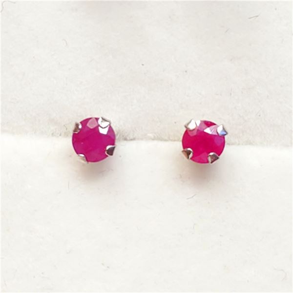 RUBY AND SILVER EARINGS