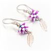 Image 1 : SILVER Earrings w/ MARCASITE FLOWER/PETALS