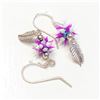 Image 2 : SILVER Earrings w/ MARCASITE FLOWER/PETALS
