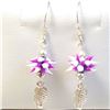 Image 3 : SILVER Earrings w/ MARCASITE FLOWER/PETALS