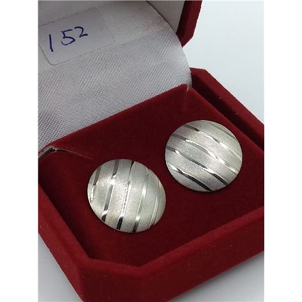 Sterling Silver 'Button' design Earrings, retail $100.00