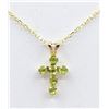 Image 1 : 10kt. Yellow Gold genuine Peridot Cross Pendant with Sterling chain, 6 Peridot (0.42cts), W/A $865.0